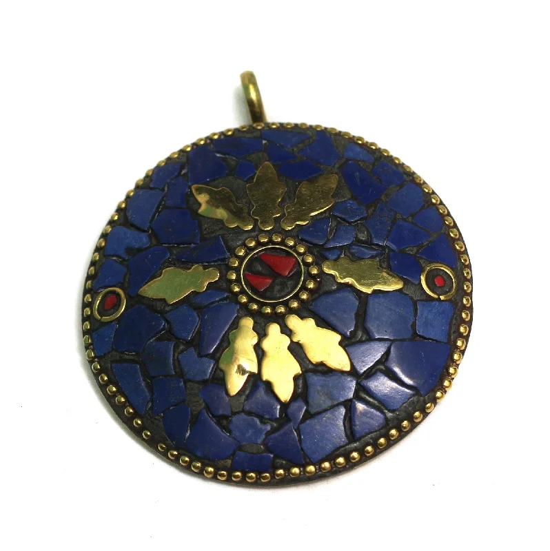 1 Pc Tibetan Pendant Multicolor 2.25 Inch