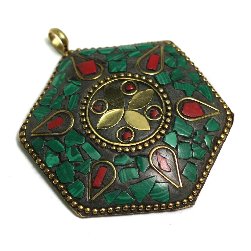 1 Pc Tibetan Pendant Multicolor 2.5 Inch