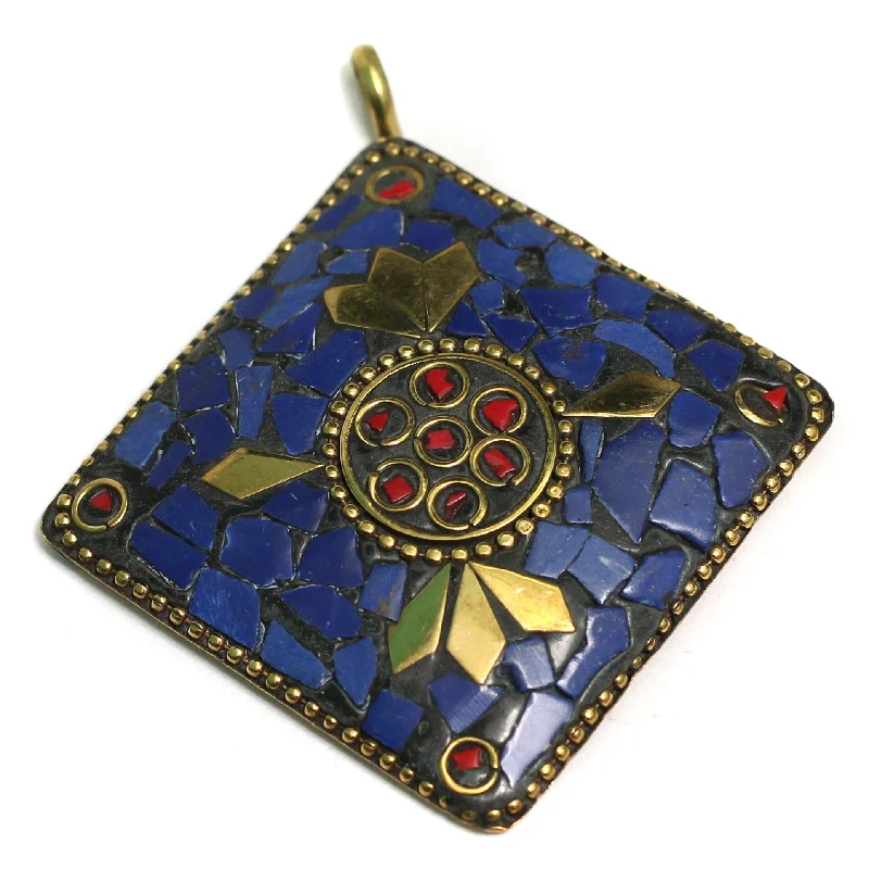 1 Pc Tibetan Pendant Multicolor 2.5 Inch