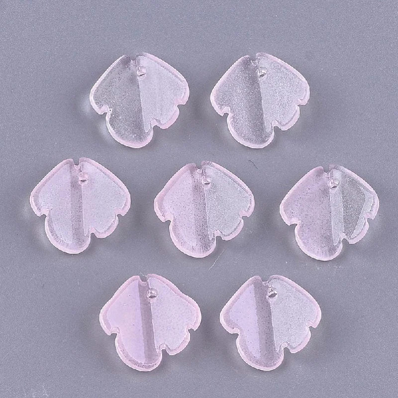 10 Pcs, 16x14.5mm, Transparent Fish Glass Charms Pink