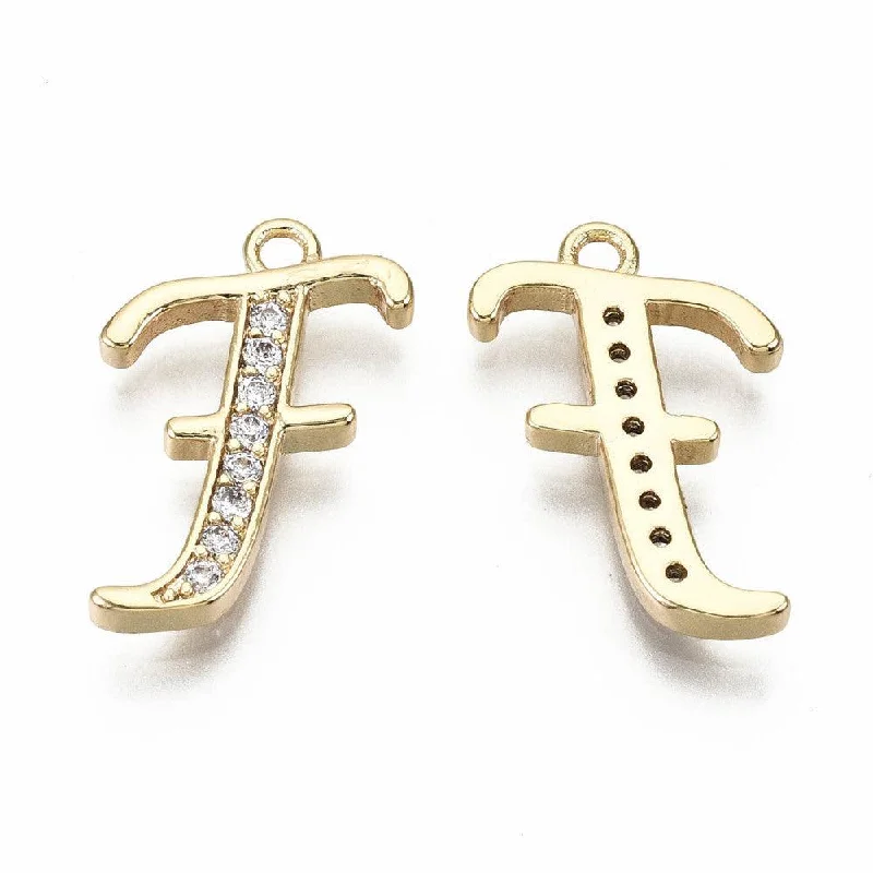 16x12mm Letter F Brass Pendants Gold Plated