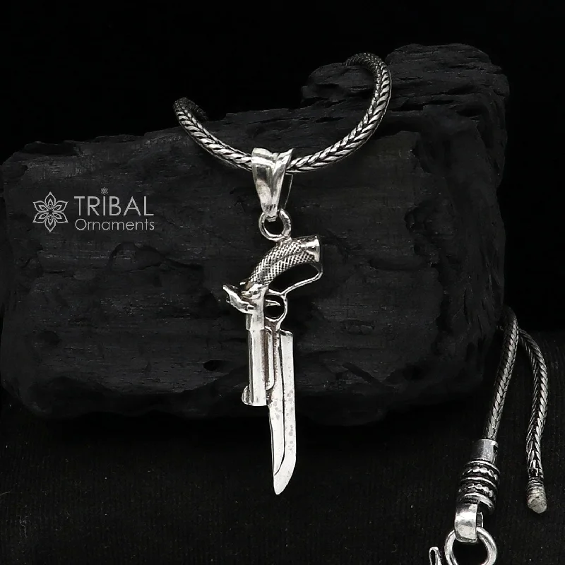 925 sterling silver gun pendant, amazing stylish unique pistole revolver pendant unisex gifting jewelry nsp687