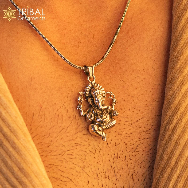 Your Dream Jewelry At Dream Prices – Shop Now 925 sterling silver handmade gorgeous Idol lord Ganesha stylish pendant, exclusive, customized pendant unisex gifts tribal jewelry ssp955