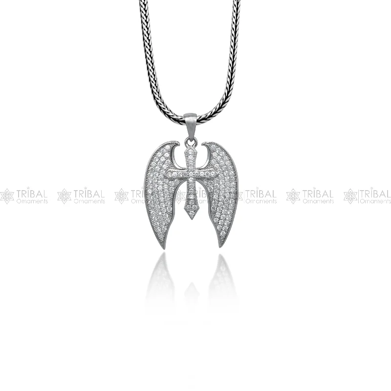 925 Sterling silver  cross wings design pendant nsp954