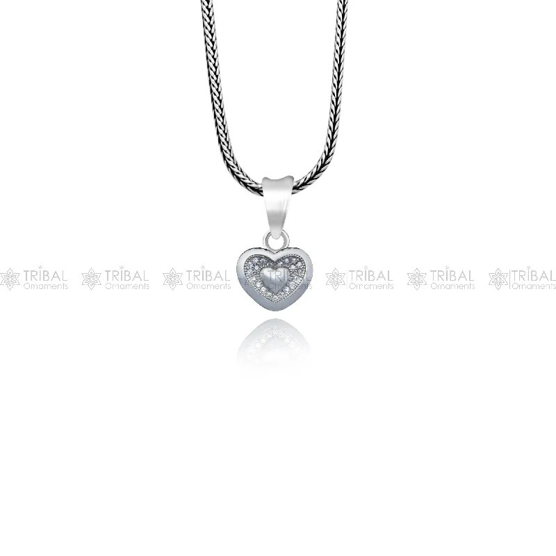 925 Sterling silver heart design diamond pendant nsp935