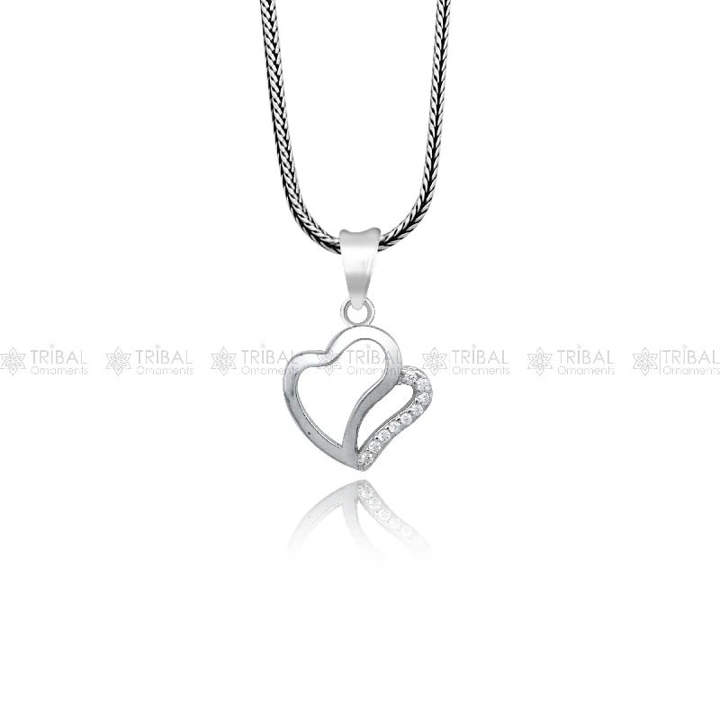 925 Sterling silver heart design diamond pendant nsp937