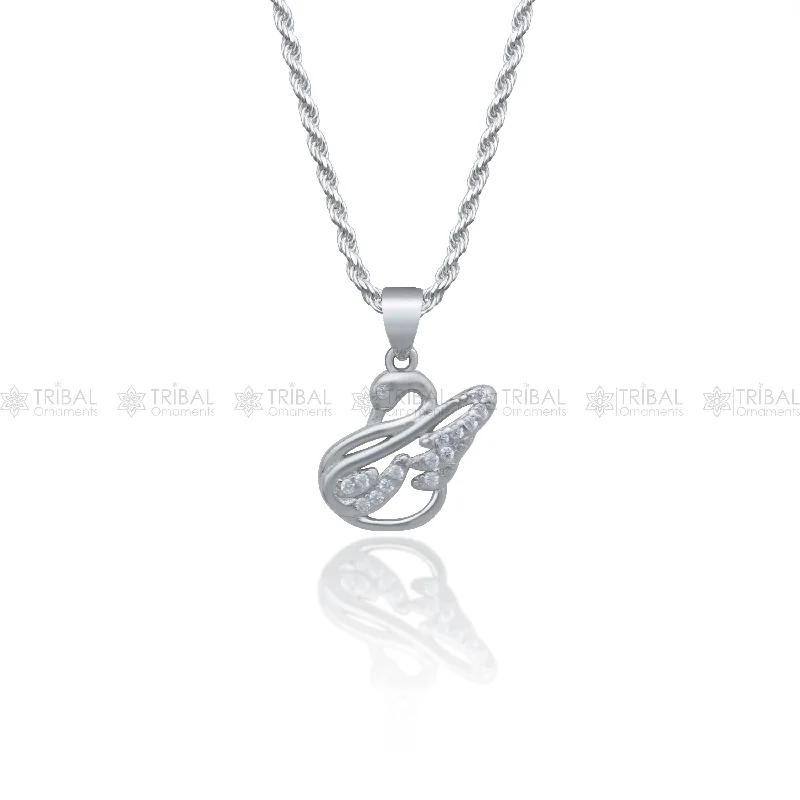 Romantic Heart-Shaped Jewelry For Special Gifts 925 Sterling silver peacock design diamond cubic zirconia stone  pendant nsp986