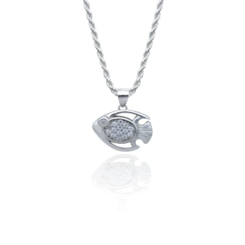 Shop Elegant Jewelry At Unbeatable Prices 925 Sterling silver fish design  stylish diamond cubic zirconia stone  pendant nsp982