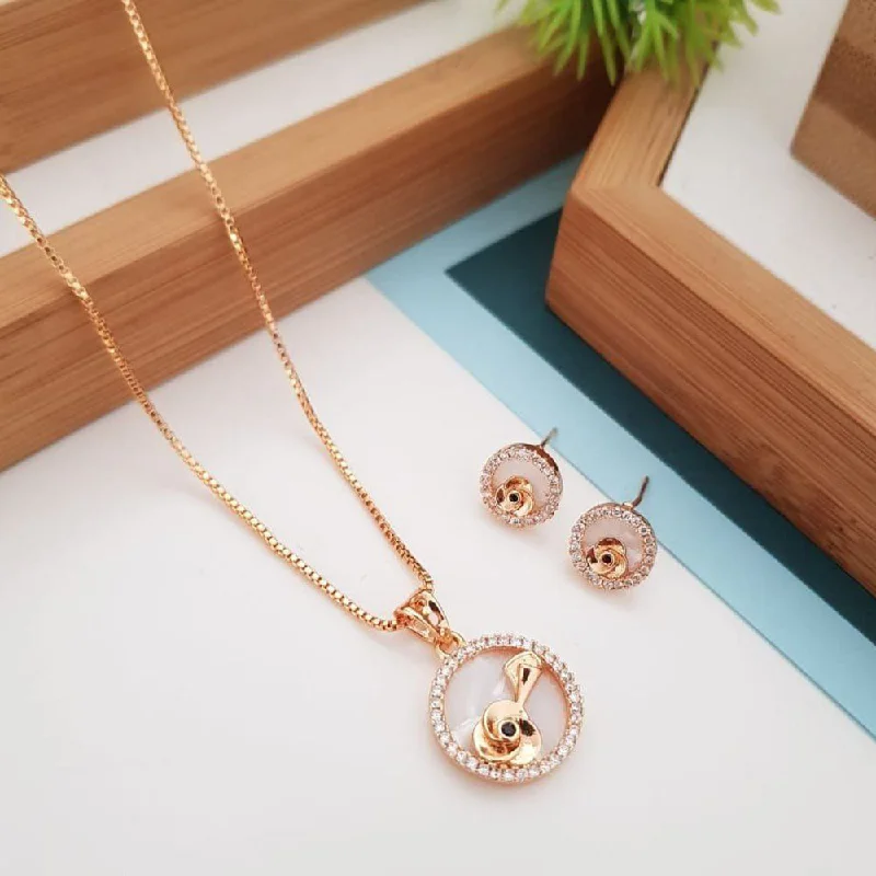 Aamrapali Rose Gold Plated Austrian Stone Pendant Set