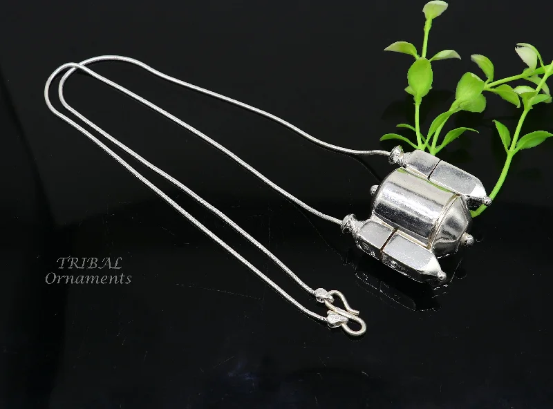 Celebrate With Sparkle – Jewelry Sale Now Live Amazing puja article sterling silver chain and Shiva lingam box, box pendant necklace set, container pendant tribal jewelry India set492