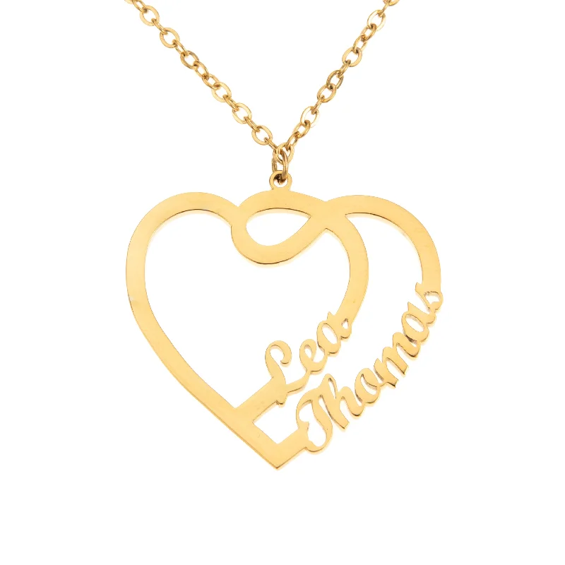 Arabesque Two Names Heart Pendant