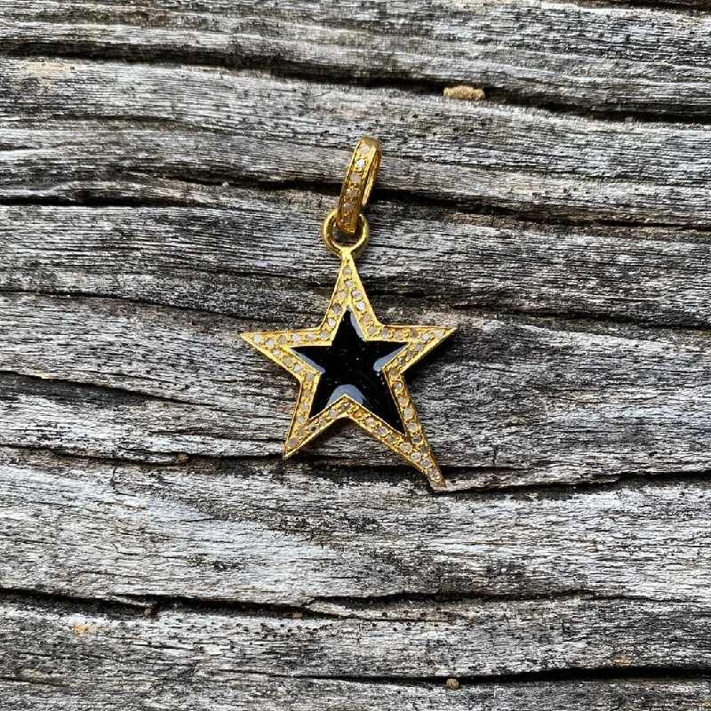 Enamel and Pave Diamond Star Pendant