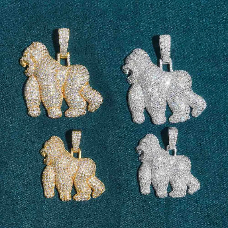 Shop High-Quality Jewelry At Jaw-Dropping Discounts Moissanite Gorilla Pendant 14K Gold
