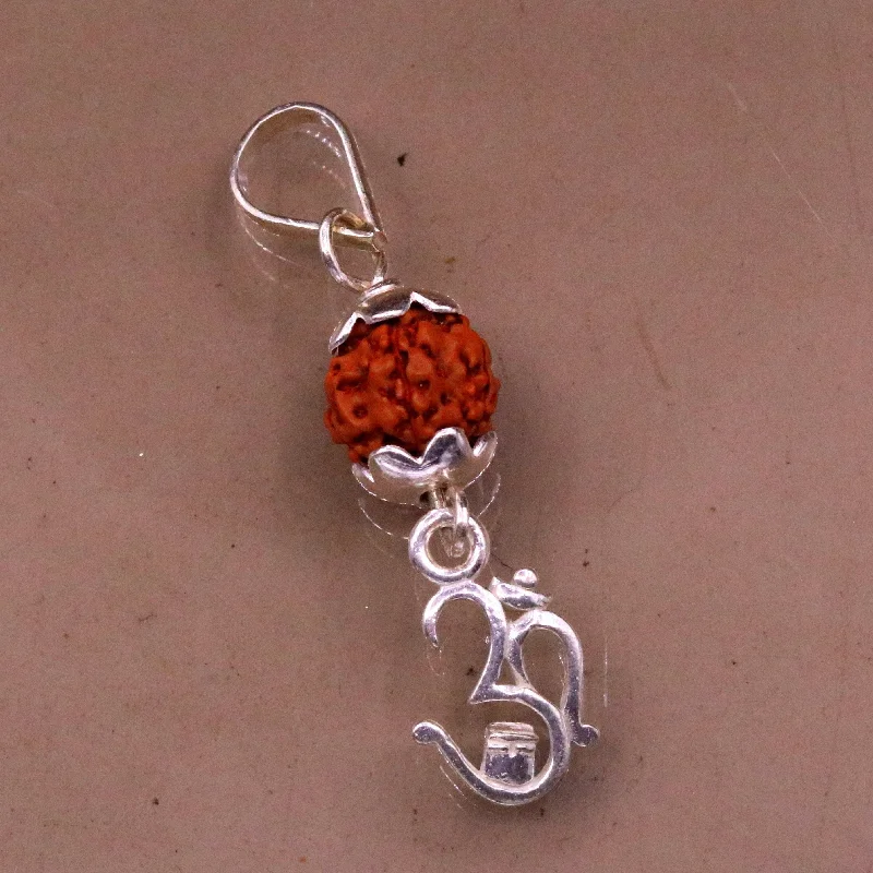 Breathtaking Jewelry, Breathtaking Prices Handmade Sterling silver aum mantra pendant, Rudraksha pendant , vintage designer jewelry from india nsp283