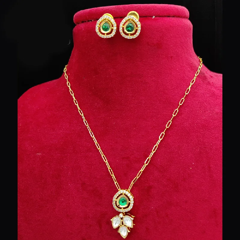 Jewel Addiction Gold Plated Kundan Pendant Set