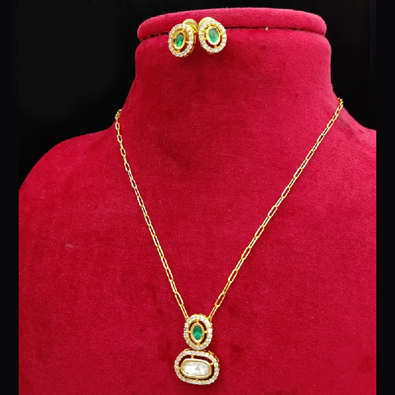 Jewel Addiction Gold Plated Kundan Pendant Set