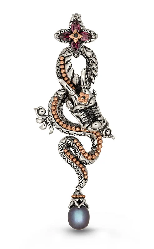 Karma Works Dragon Pendant – Pink Garnet, Black Sapphire & Black  Fresh Water Pearl