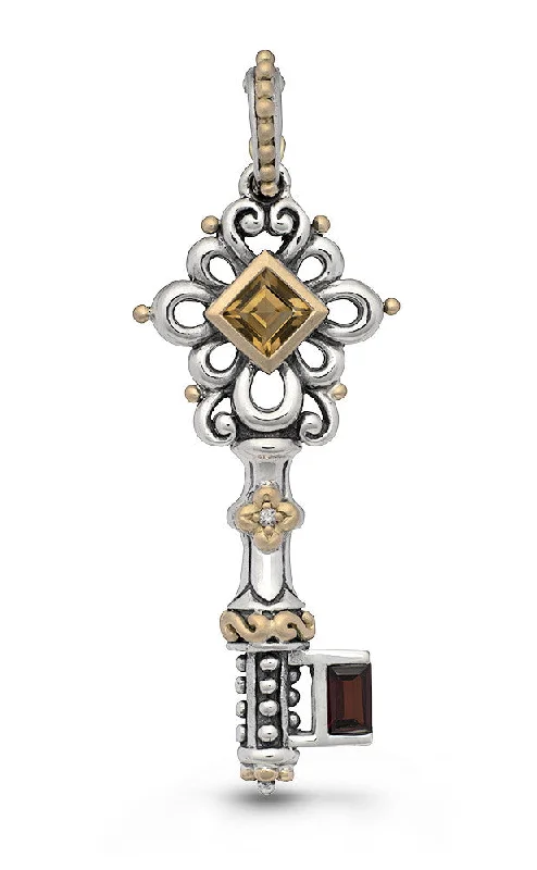 Key of Health and Energy Pendant – Diamond, Citrine & Garnet