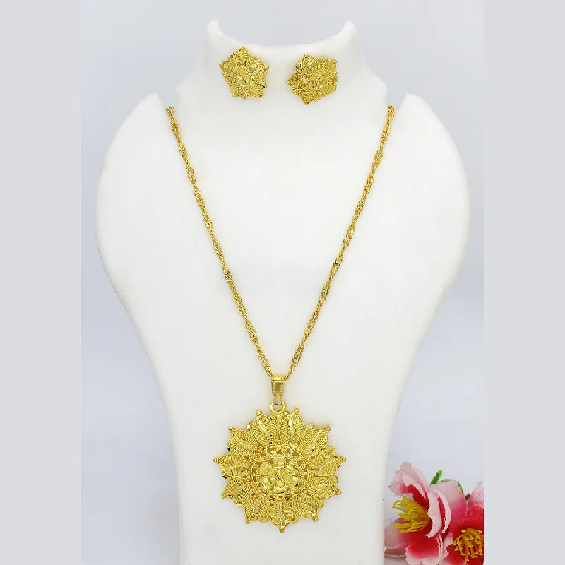 Mahavir Dye Gold Floral Pendant Set