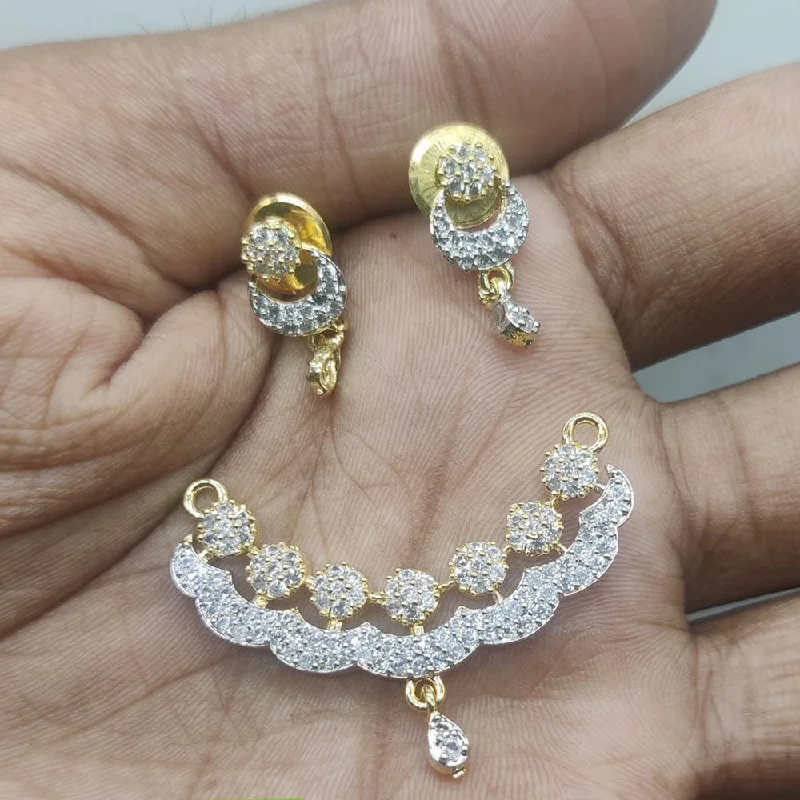 Manisha Jewellery American Diamond Mangalsutra Pendant With Earrings