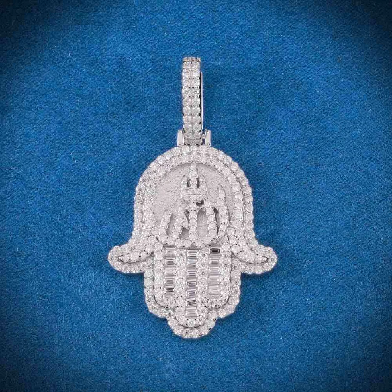Shop Handcrafted Jewelry At Special Promotional Rates Moissanite Allah Hamsa Hand Pendant 14K Gold