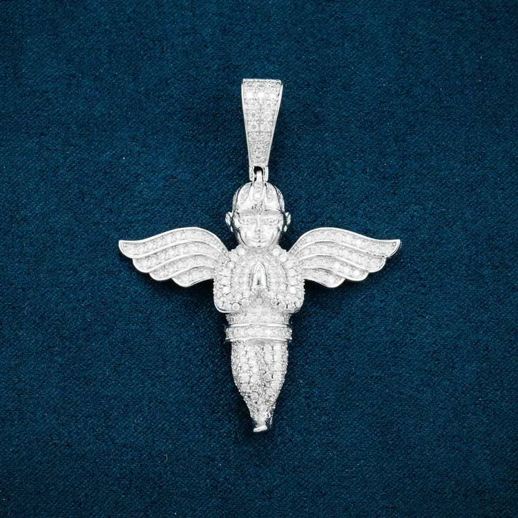 Dainty Floral Jewelry For Feminine Elegance Moissanite Angel Pendant 14K Gold