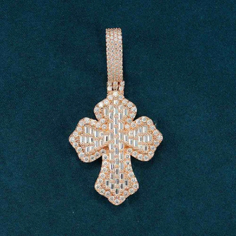 Huge Savings On Premium Jewelry Styles Moissanite Baguette Cross Pendant 14K Gold