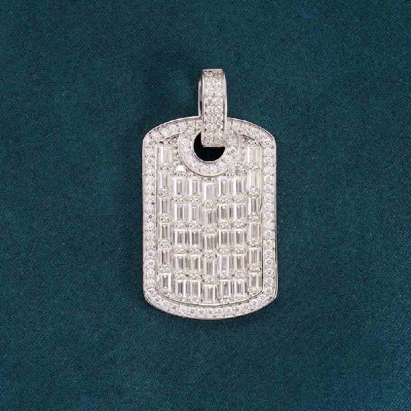 Jewelry Sale Bonanza – Grab Your Sparkle Now Moissanite Baguette Dog Tag Pendant 14K Gold