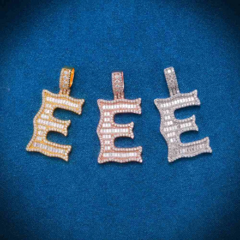 Best Jewelry Sale – Shop Exclusive Designs Now Moissanite Baguette Letter "E" Pendant