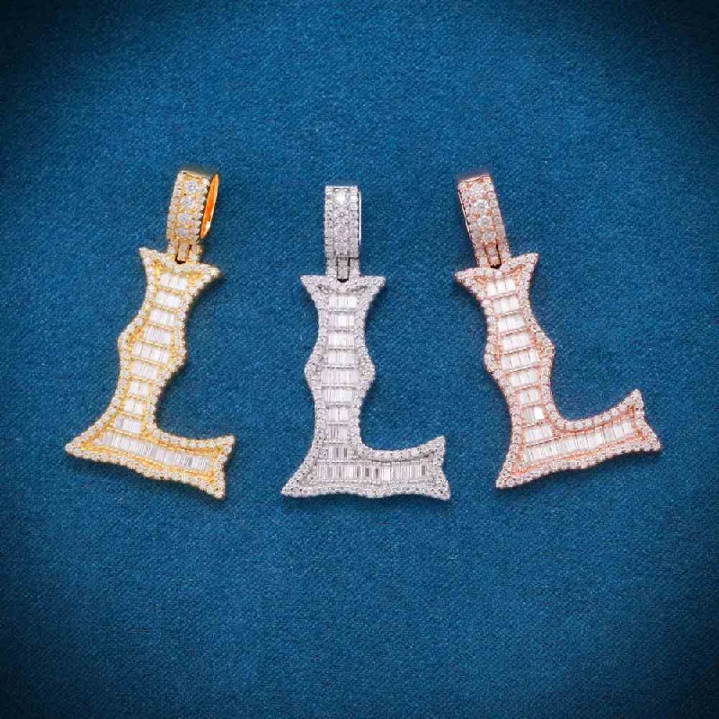 Get Your Favorite Jewelry At The Best Price Moissanite Baguette Letter "L" Pendant