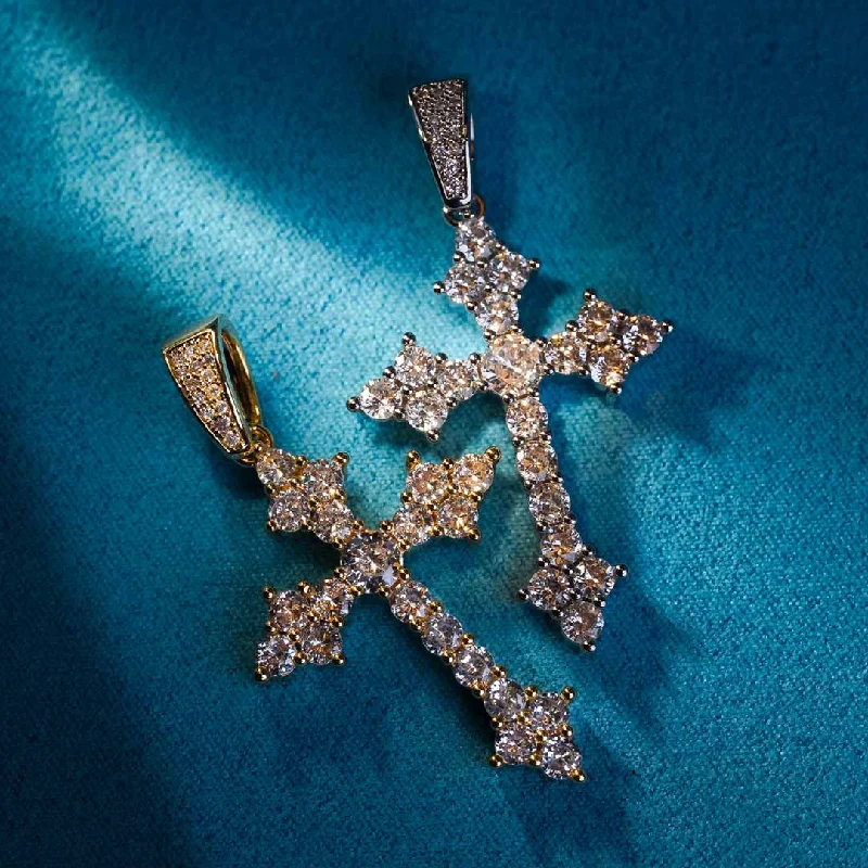 Trending Jewelry Now Available At Exclusive Prices Moissanite Budded Cross Pendant 14K Gold
