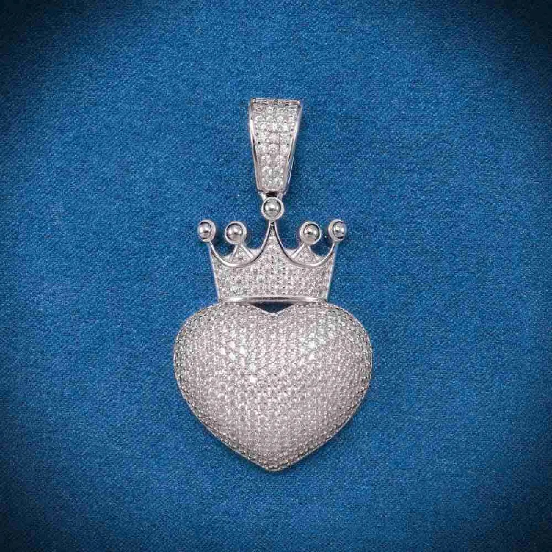 Premium Diamond Jewelry At Once-In-A-Lifetime Discounts Moissanite Crowned Heart Pendant 14K Gold