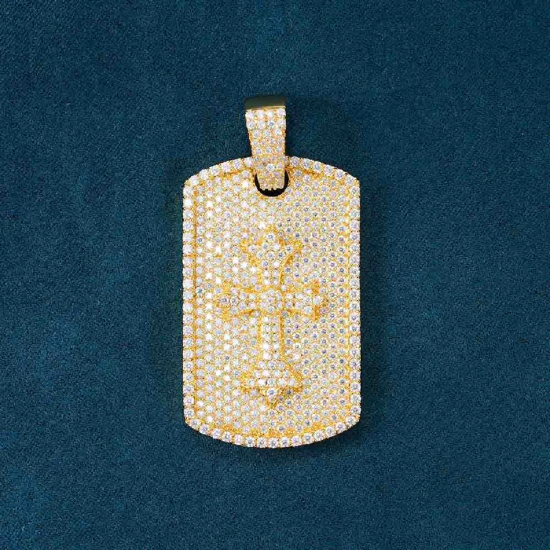 Flash Sale On Elegant Jewelry – Don't Miss Out Moissanite Dog Tag Cross Pendant 14K Gold