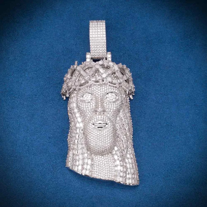 Luxury Meets Affordability – Jewelry Sale Live Now Moissanite Emerald Cut Cluster Jesus Pendant 14K Gold
