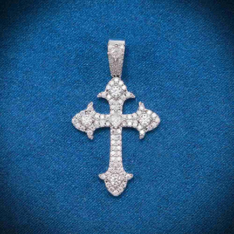 Fashion-Forward Jewelry At Exclusive Discounts Moissanite Fleur Cross Pendant 14K Gold