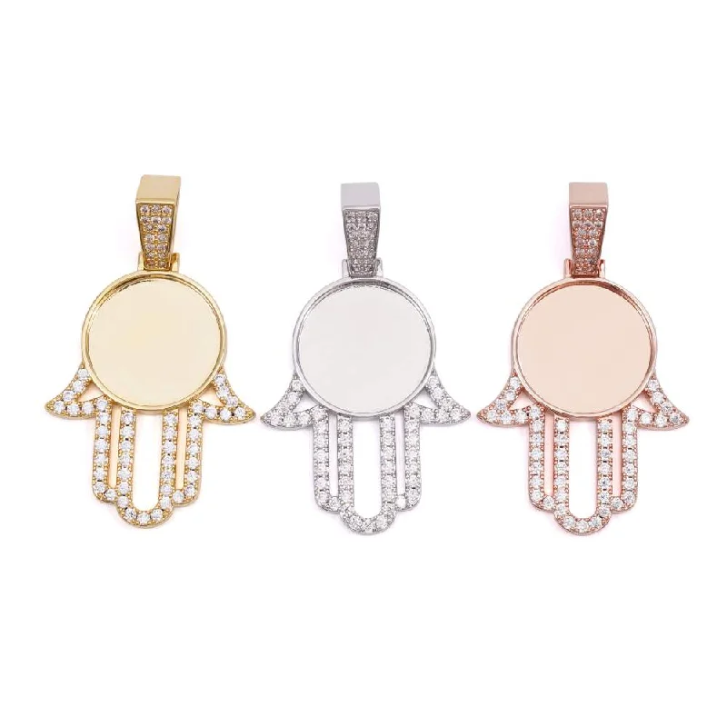 Best-Selling Jewelry Now Available At Special Deals Moissanite Hamsa Hand Photo Pendant 14K Gold
