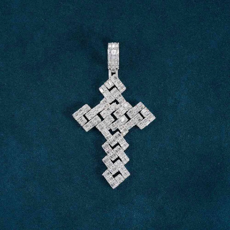 Stunning Jewelry At Even More Stunning Prices Moissanite Square Link Cross Pendant 14K Gold