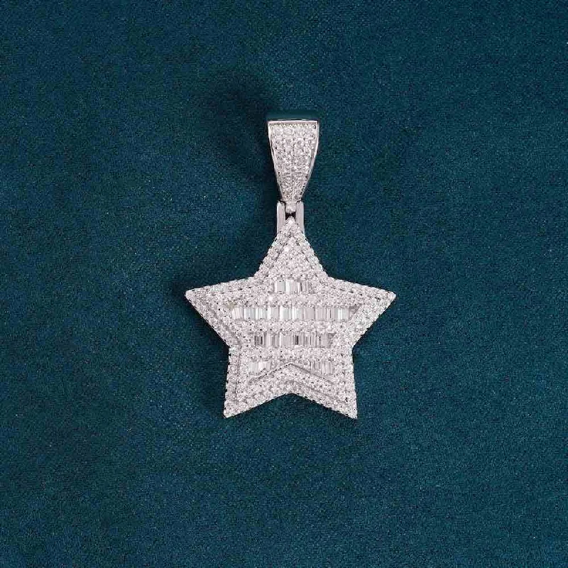 Luxury Jewelry Without The Luxury Price Tag Moissanite Baguette Star Pendant 14K Gold