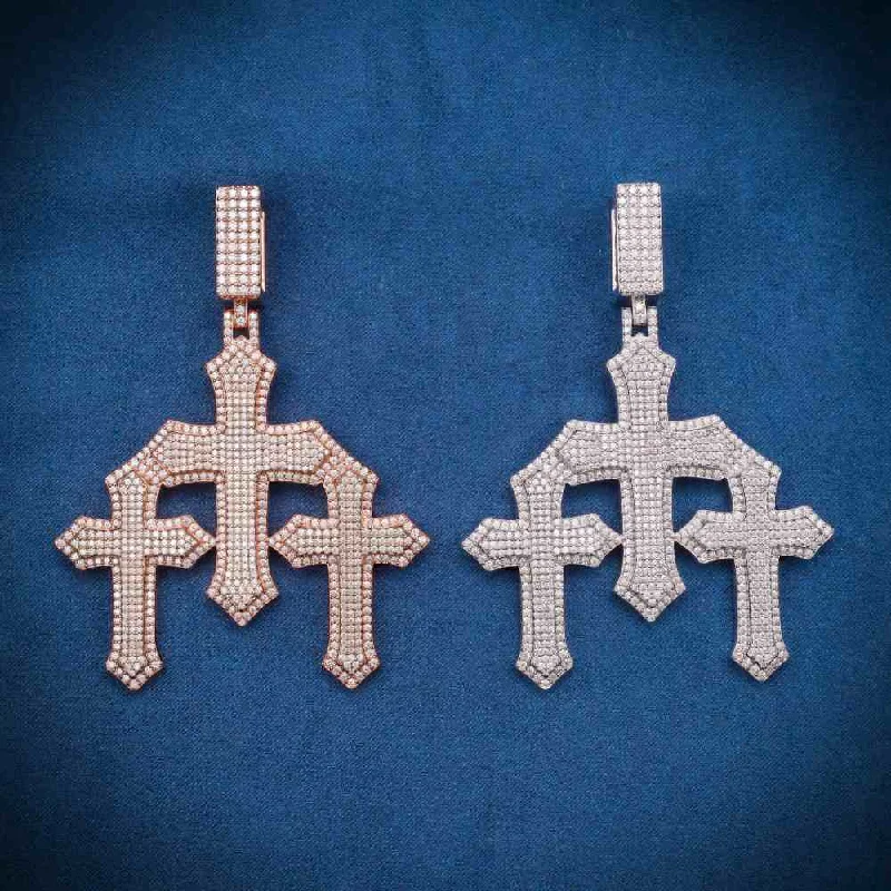 Huge Markdowns On Premium Jewelry Styles Moissanite Triple Cross Pendant 14K Gold