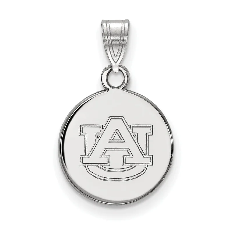 10k White Gold Auburn U Small Disc Pendant