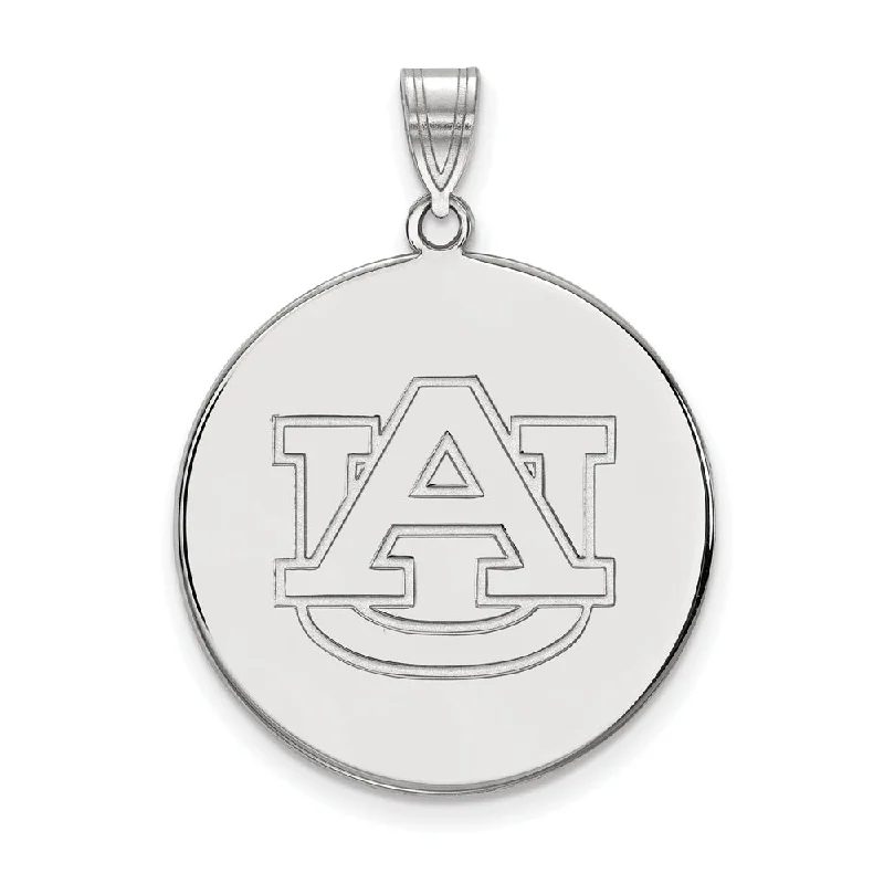 10k White Gold Auburn U XL Disc Pendant