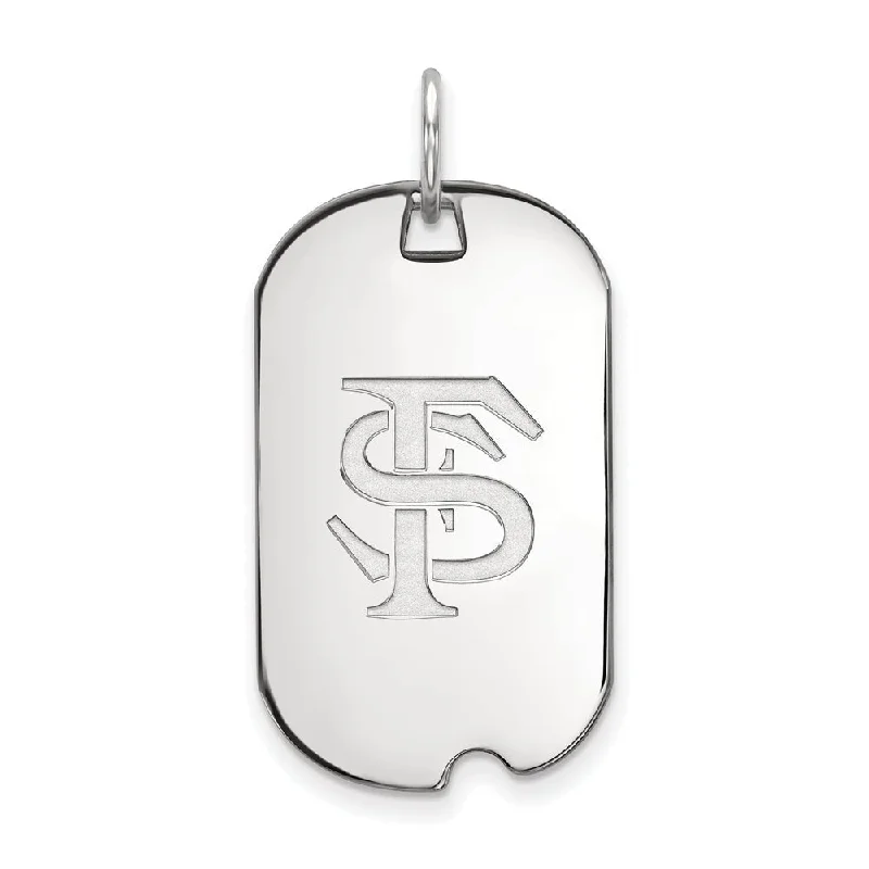 10k White Gold Florida State Dog Tag Pendant