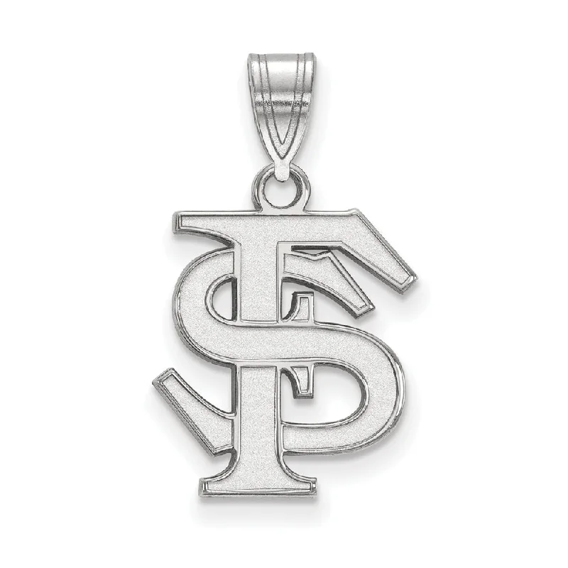 Customized Silver Jewelry For Unique Style 10k White Gold Florida State Medium 'FS' Pendant