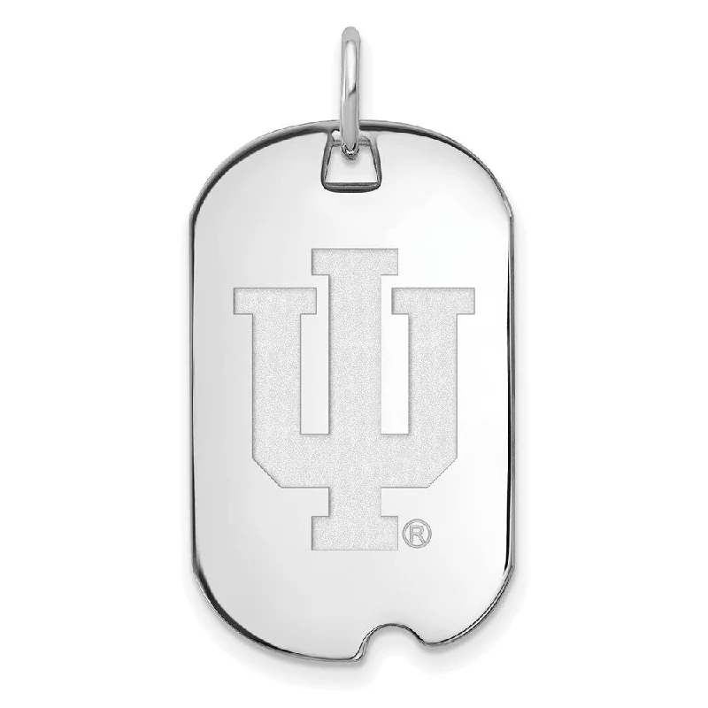 10k White Gold Indiana U Dog Tag Pendant