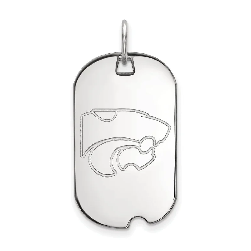 10k White Gold Kansas State Dog Tag Pendant