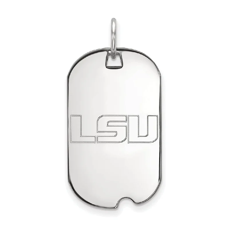 10k White Gold Louisiana State Dog Tag Pendant