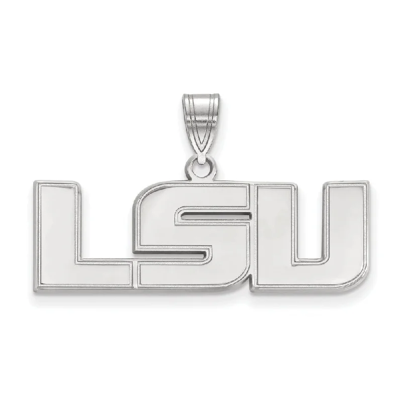 Fashion-Forward Geometric Jewelry For Contemporary Style 10k White Gold Louisiana State Medium Pendant