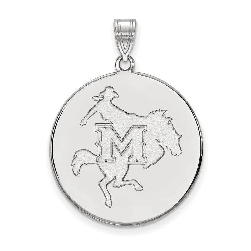 10k White Gold McNeese State XL Disc Pendant