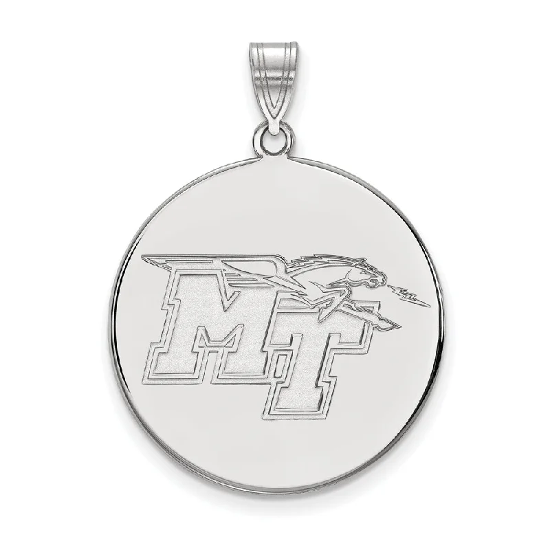 10k White Gold Middle Tennessee State XL Disc Pendant