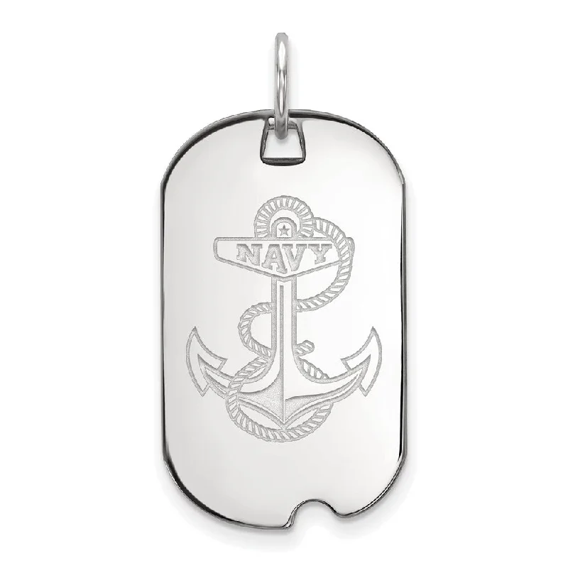 10k White Gold U.S. Naval Academy Dog Tag Pendant